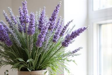 Arreglo floral con lavanda y eucalipto, estilo rústico