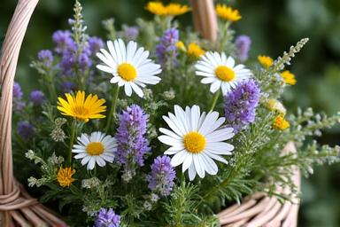 Cesta de flores silvestres amigables con las abejas