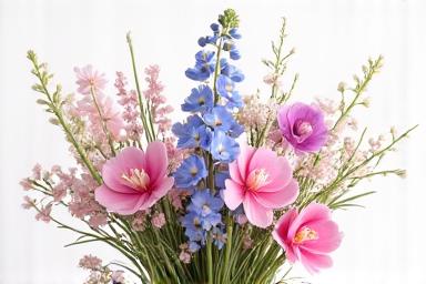 Arreglo de flores silvestres colombianas en tonos pastel