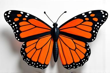 Arreglo floral vibrante con flores naranjas y negras, evocando una Mariposa Monarca.